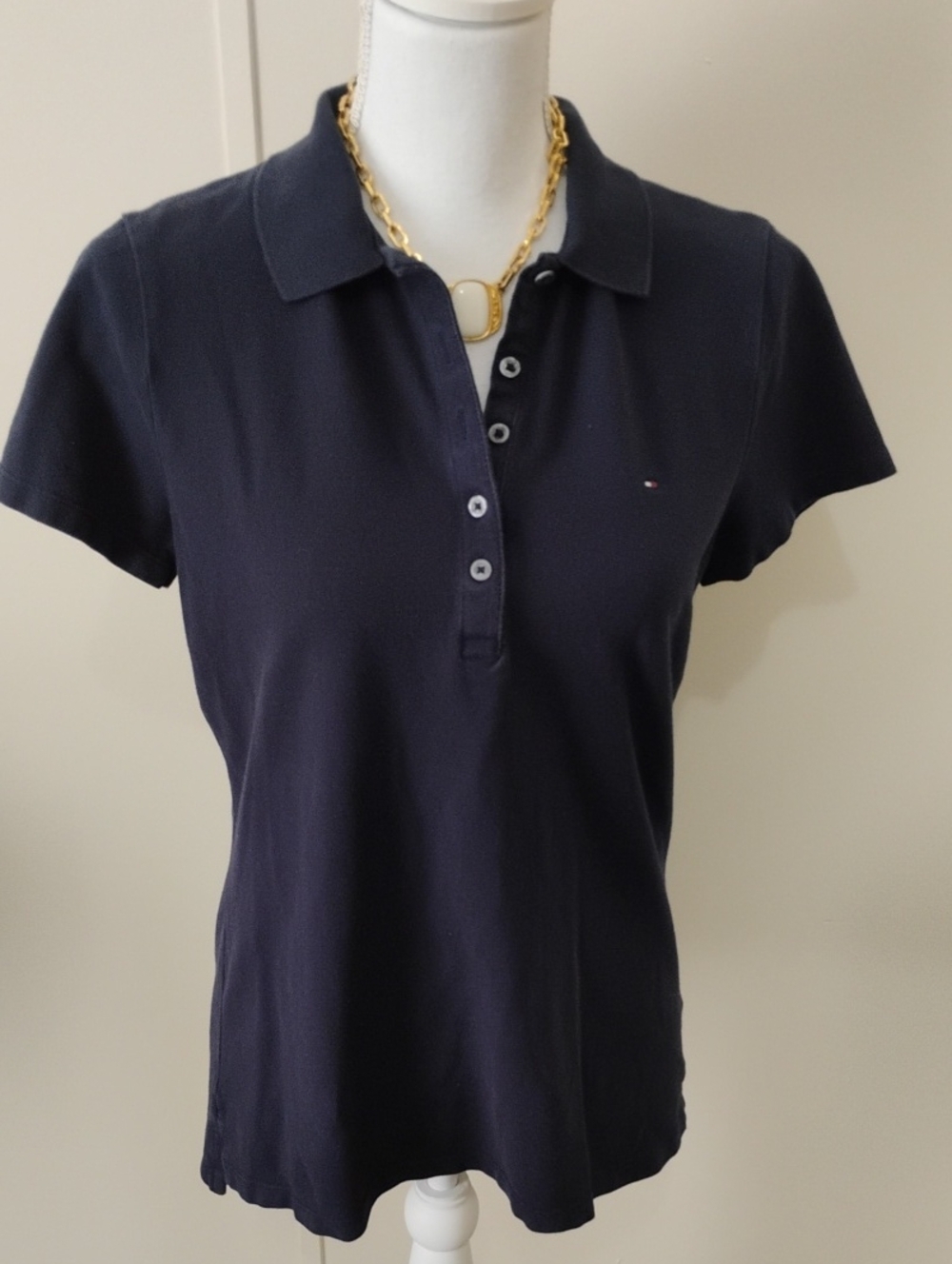 Tommy Hilfiger Navy Short-Sleeve Button Polo